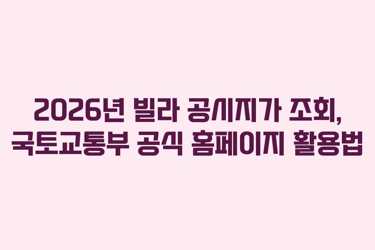 2026년 빌라 공시지가 조회, 국토교통부 공식 홈페이지 활용법