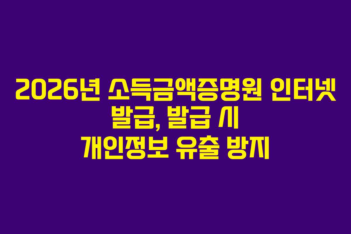 2026년 소득금액증명원 인터넷 발급, 발급 시 개인정보 유출 방지