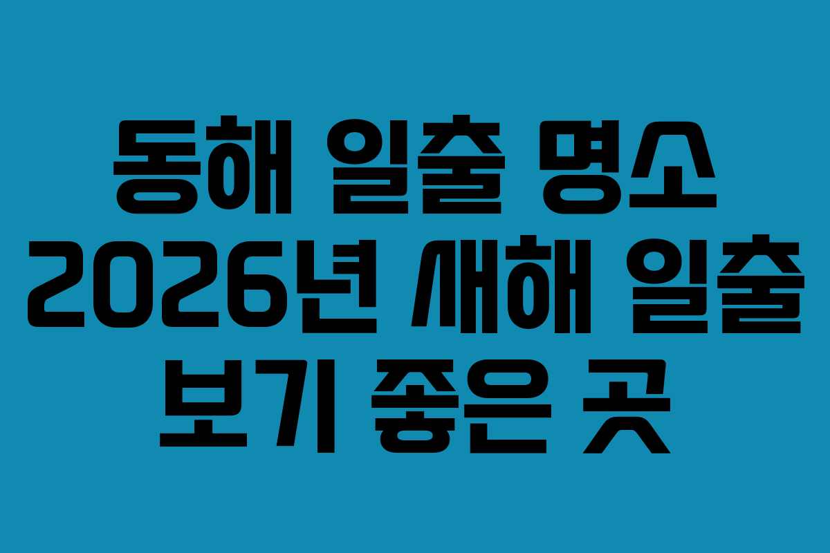 동해 일출 명소 2026년 새해 일출 보기 좋은 곳 동해 일출 명소 2026년 새해 일출 보기 좋은 곳