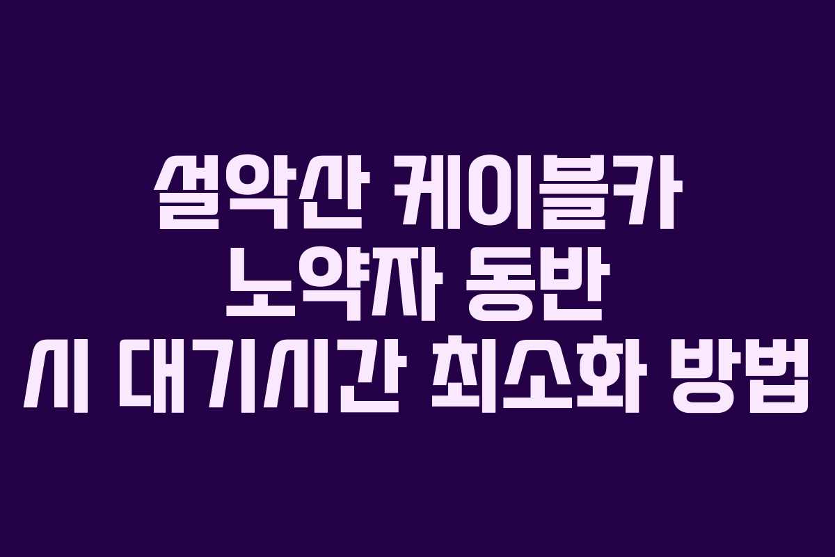 설악산 케이블카 노약자 동반 시 대기시간 최소화 방법