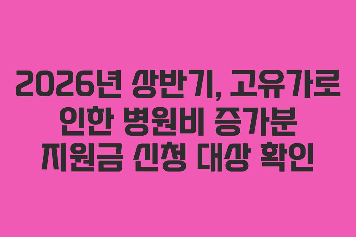2026년 상반기, 고유가로 인한 병원비 증가분 지원금 신청 대상 확인