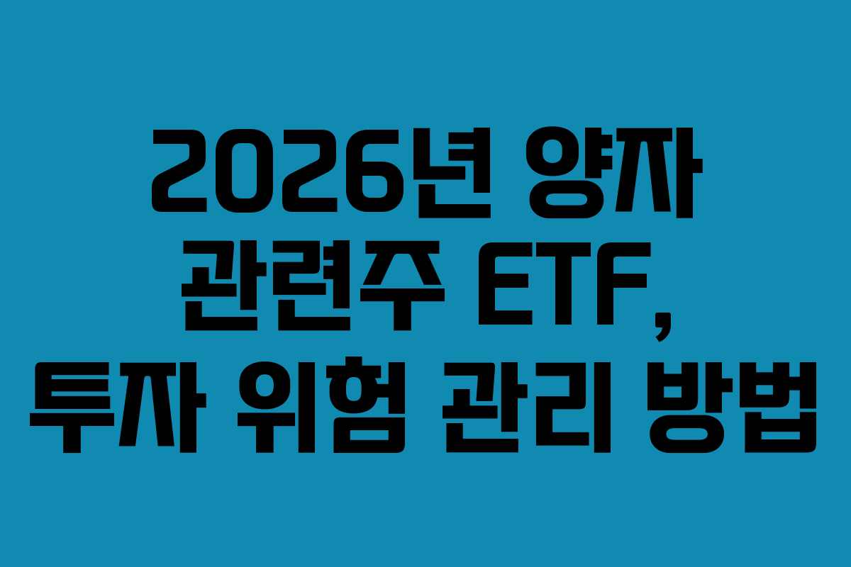 2026년 양자 관련주 ETF, 투자 위험 관리 방법