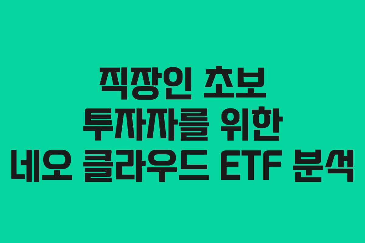 직장인 초보 투자자를 위한 네오 클라우드 ETF 분석