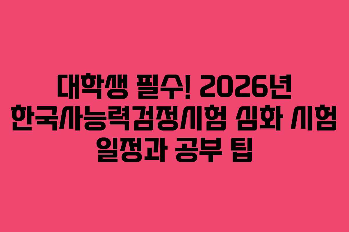 대학생 필수! 2026년 한국사능력검정시험 심화 시험 일정과 공부 팁