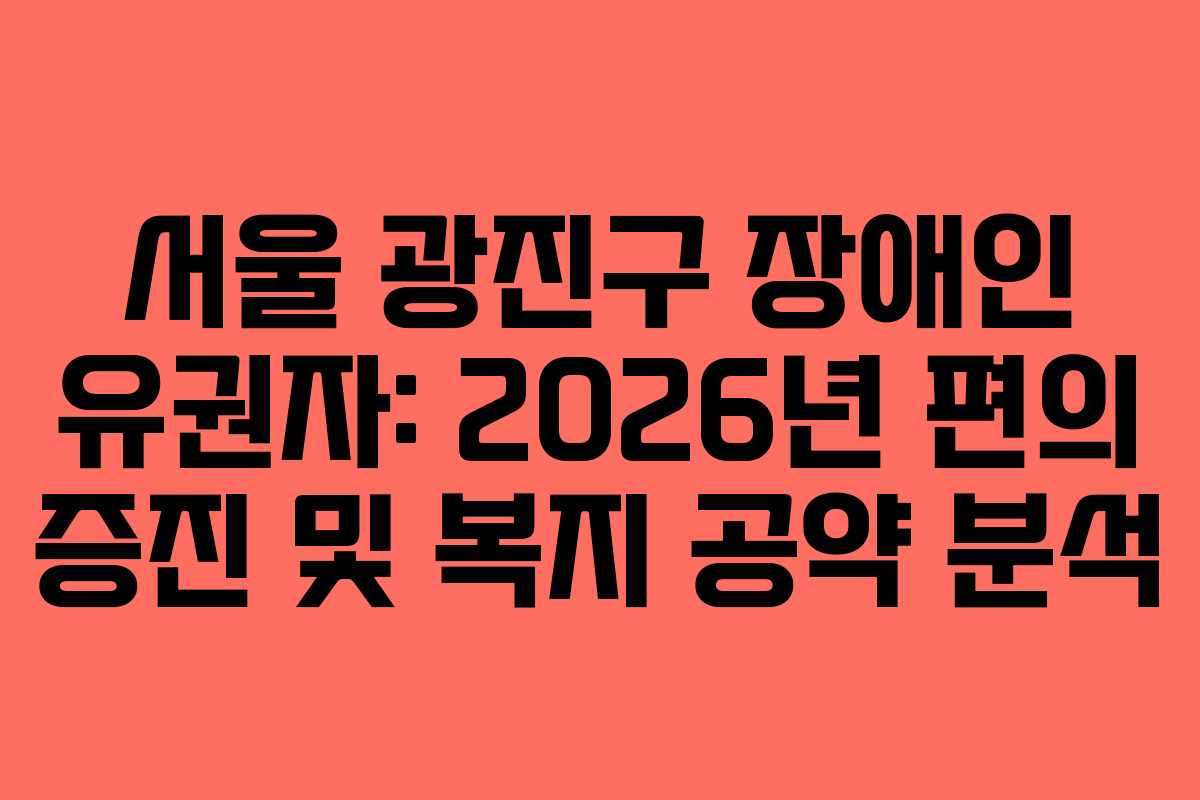 서울 광진구 장애인 유권자: 2026년 편의 증진 및 복지 공약 분석