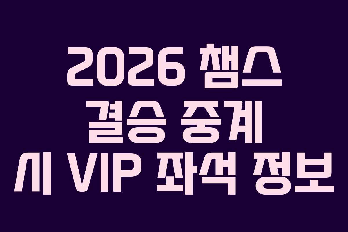 2026 챔스 결승 중계 시 VIP 좌석 정보 2026 챔스 결승 중계 시 VIP 좌석 정보