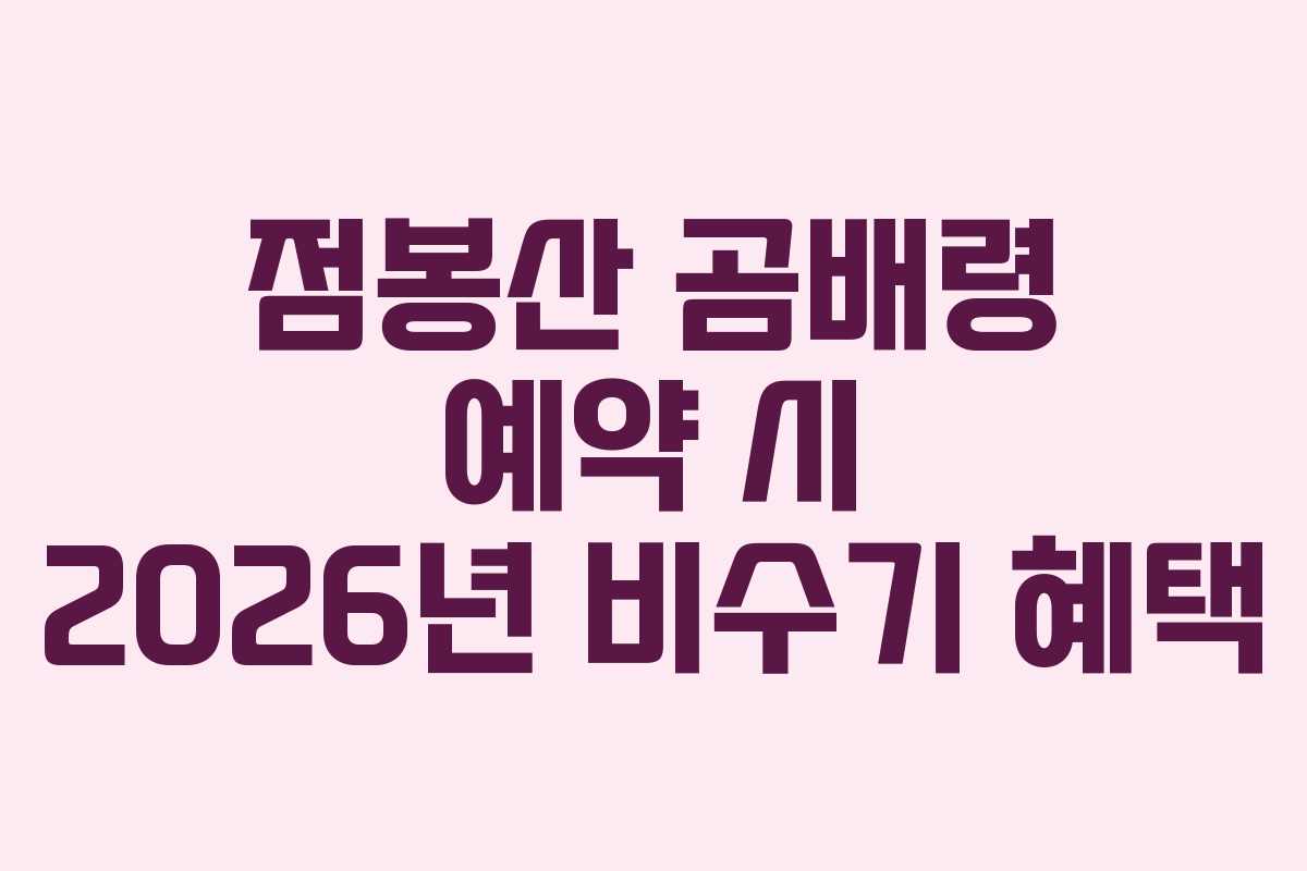 점봉산 곰배령 예약 시 2026년 비수기 혜택