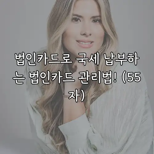 법인카드로 국세 납부하는 법인카드 관리법! (55자)