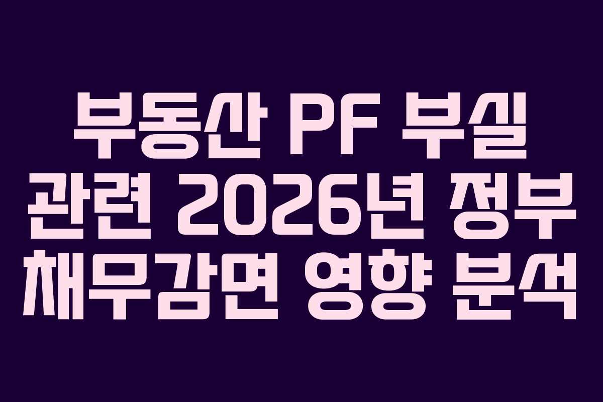 부동산 PF 부실 관련 2026년 정부 채무감면 영향 분석