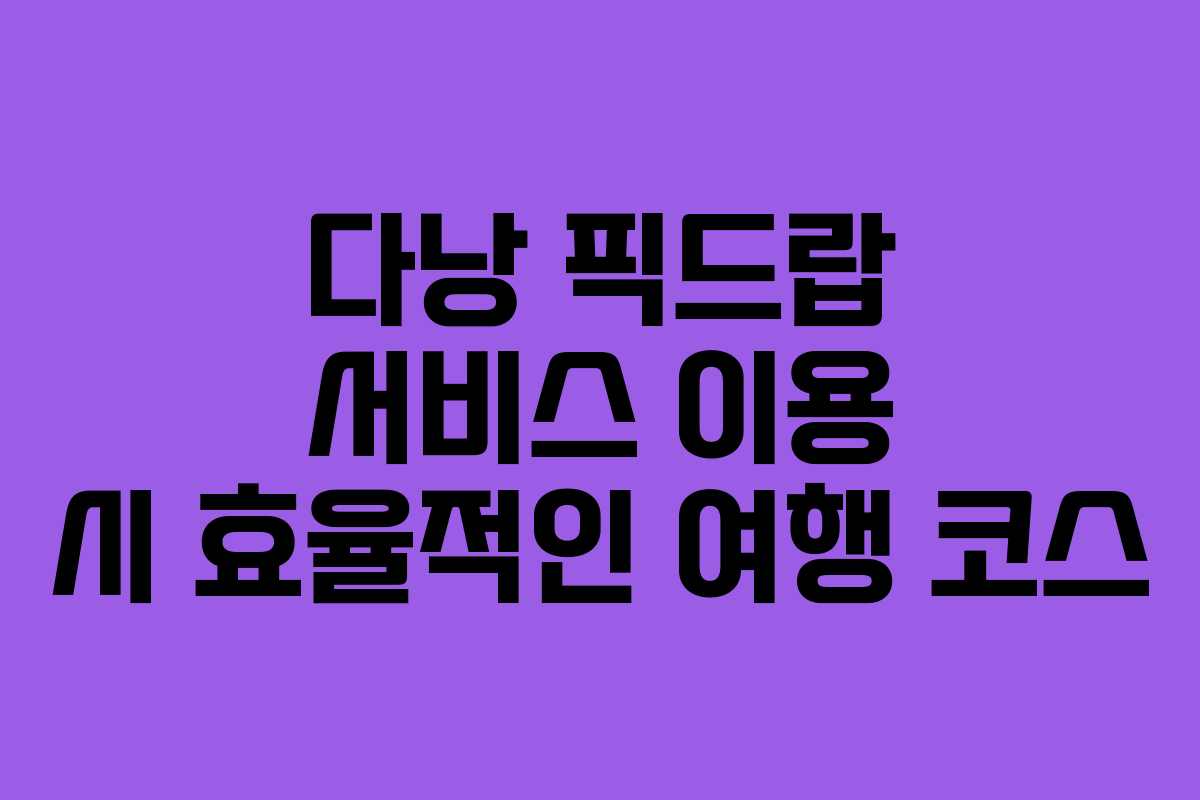 다낭 픽드랍 서비스 이용 시 효율적인 여행 코스