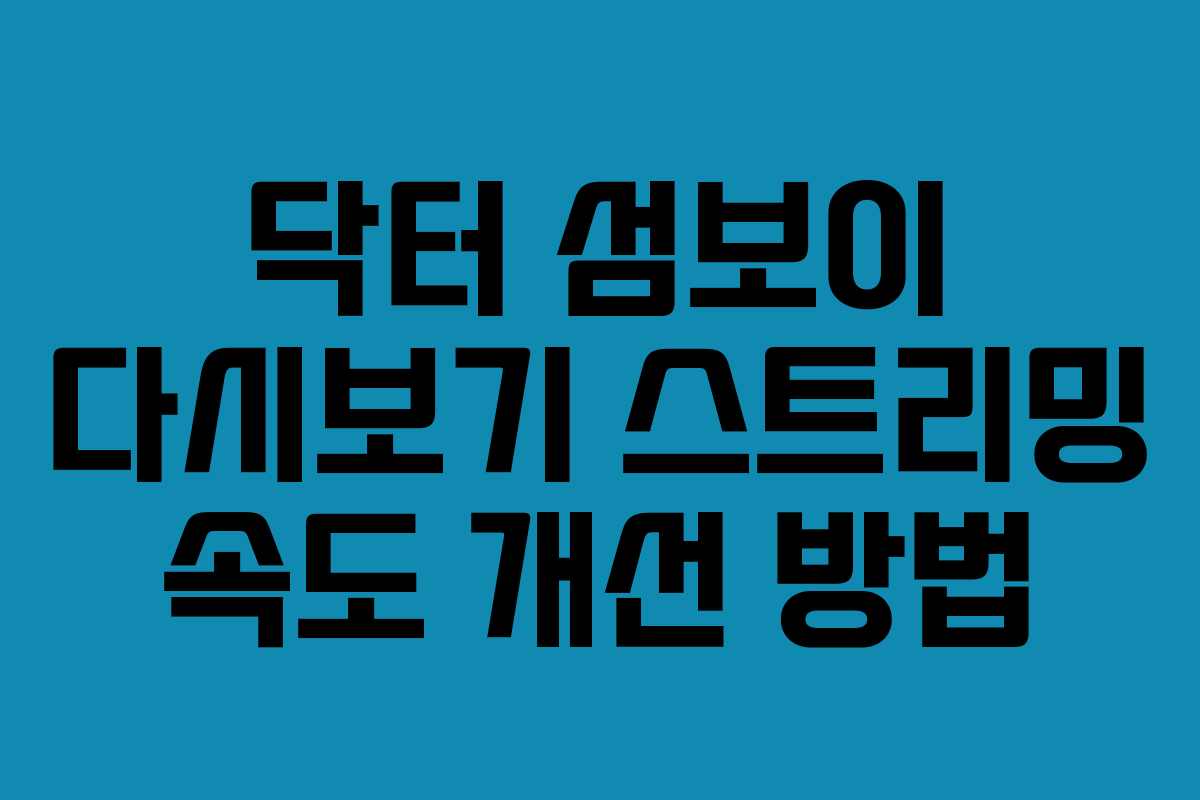 닥터 섬보이 다시보기 스트리밍 속도 개선 방법