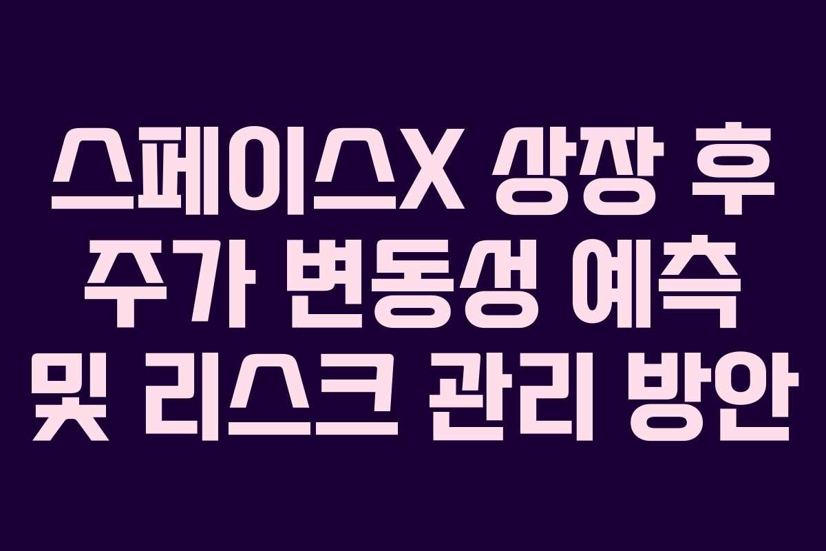 스페이스X 상장 후 주가 변동성 예측 및 리스크 관리 방안