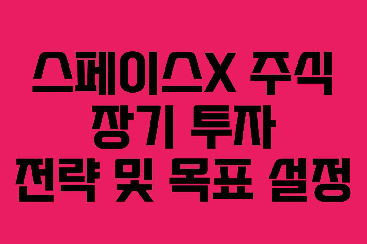 스페이스X 주식 장기 투자 전략 및 목표 설정
