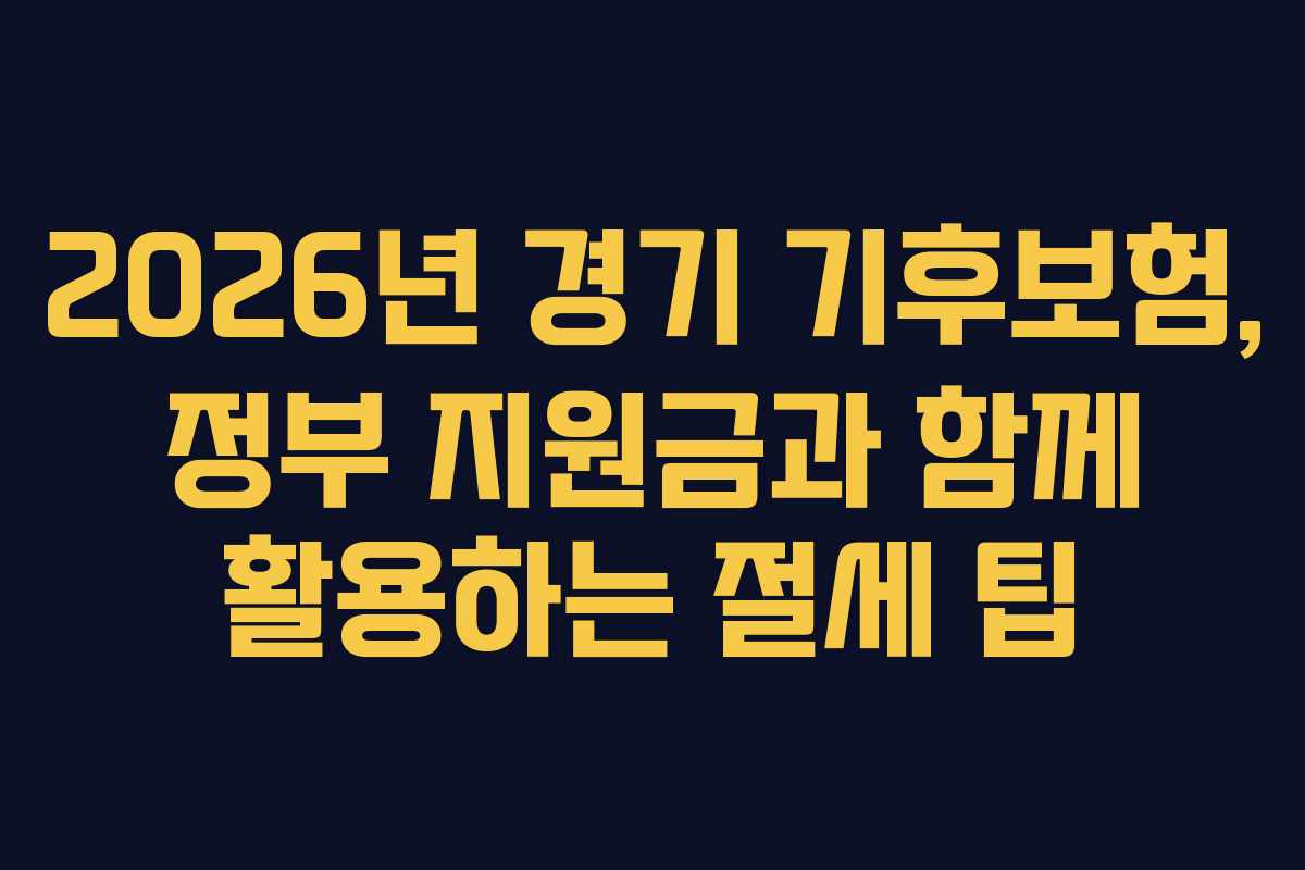 2026년 경기 기후보험, 정부 지원금과 함께 활용하는 절세 팁