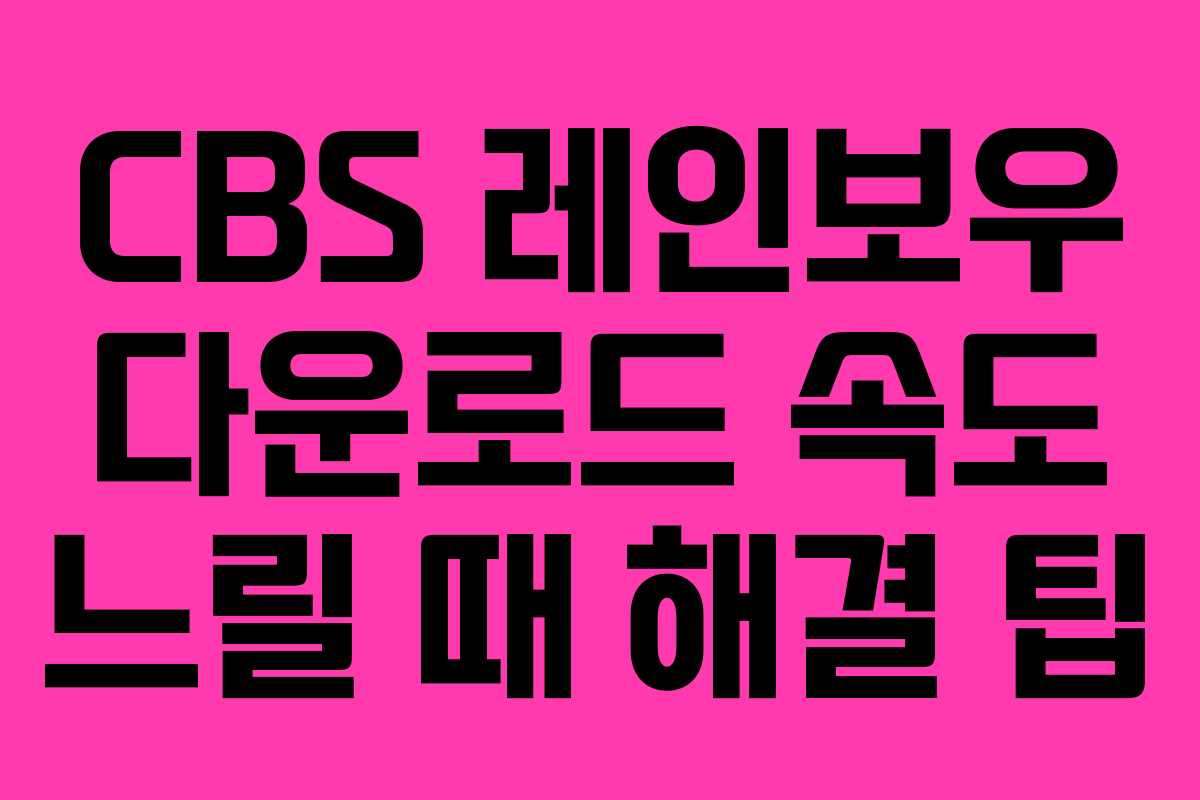 CBS 레인보우 다운로드 속도 느릴 때 해결 팁