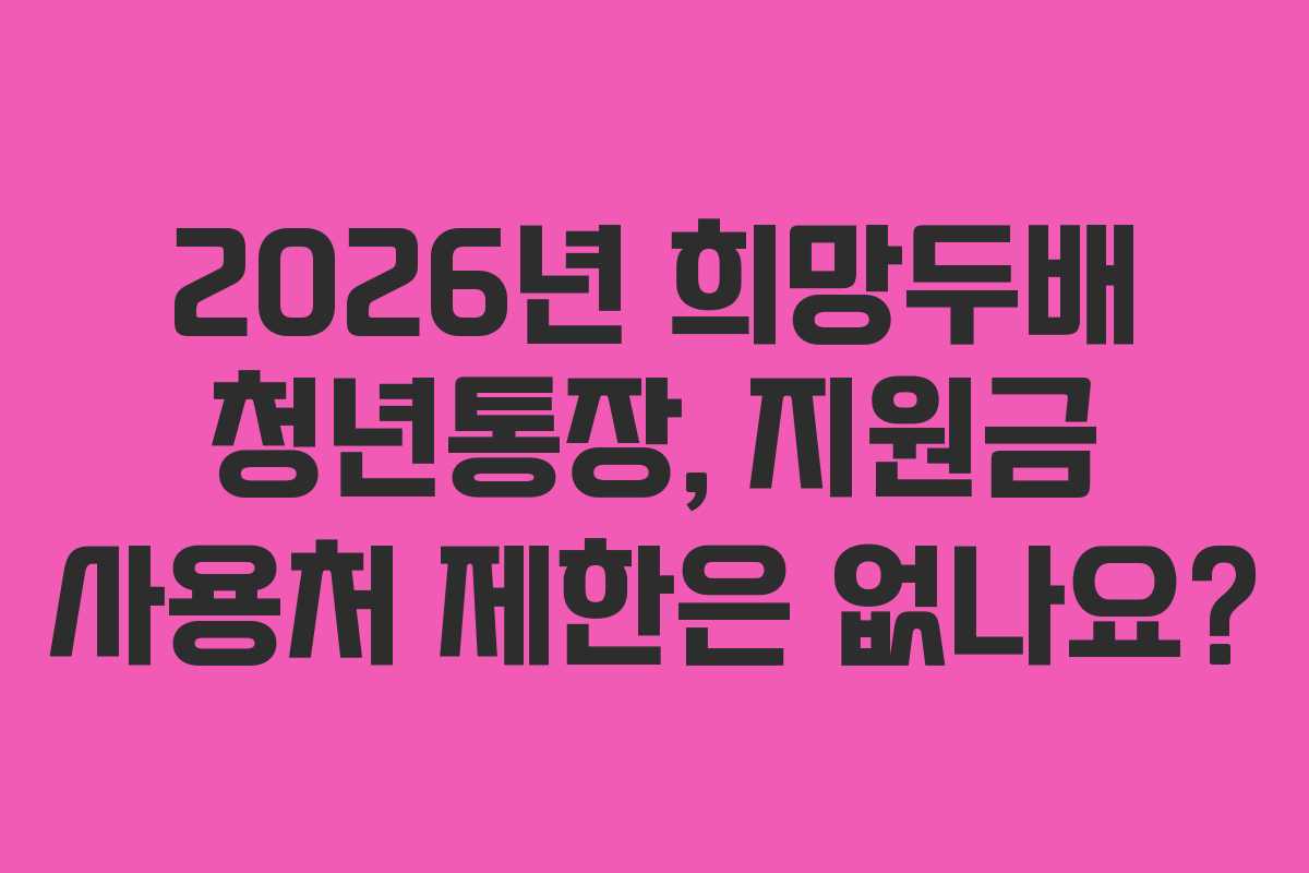2026년 희망두배 청년통장, 지원금 사용처 제한은 없나요? 2026년 희망두배 청년통장, 지원금 사용처 제한은 없나요?