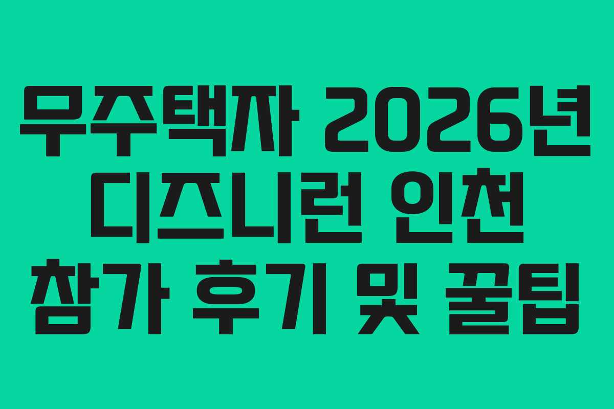 무주택자 2026년 디즈니런 인천 참가 후기 및 꿀팁