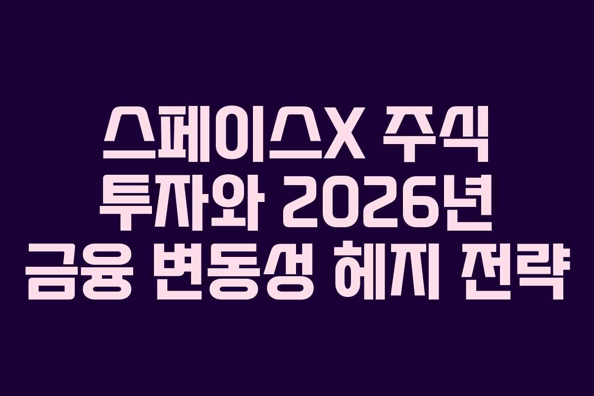 스페이스X 주식 투자와 2026년 금융 변동성 헤지 전략