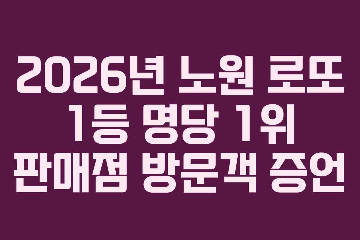 2026년 노원 로또 1등 명당 1위 판매점 방문객 증언