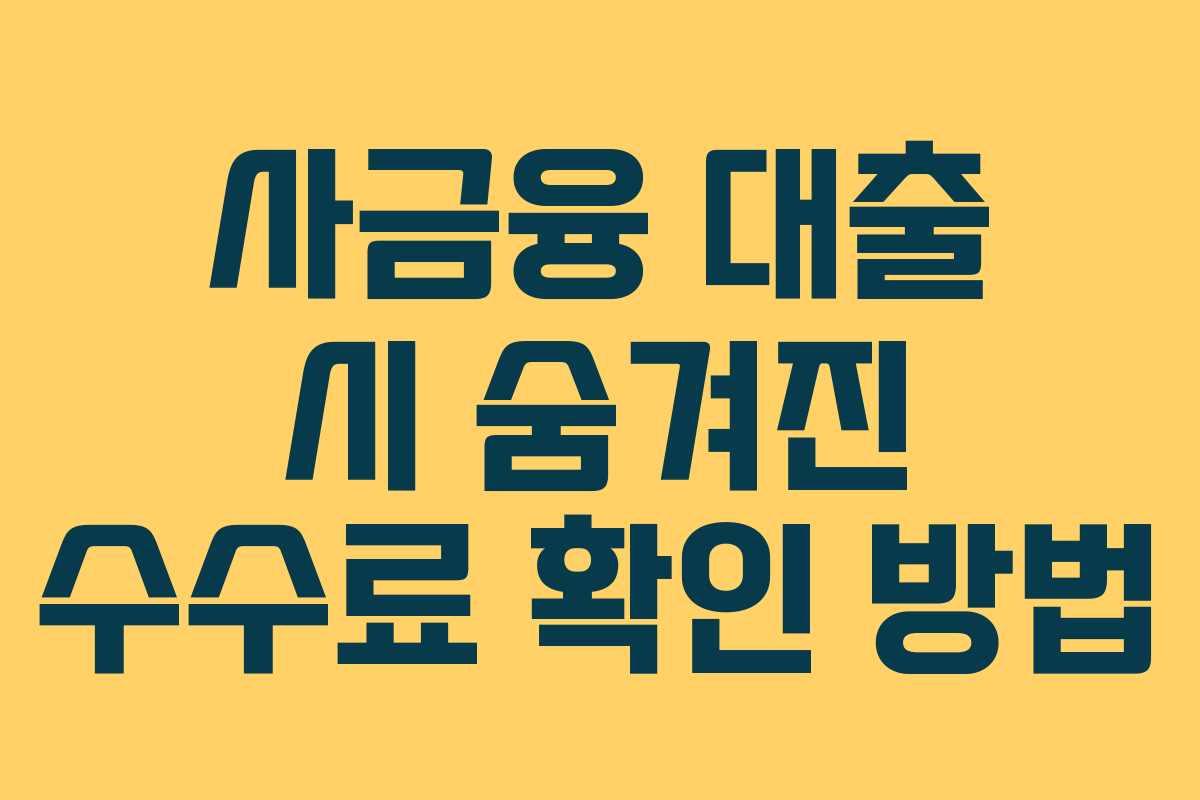 사금융 대출 시 숨겨진 수수료 확인 방법 사금융 대출 시 숨겨진 수수료 확인 방법