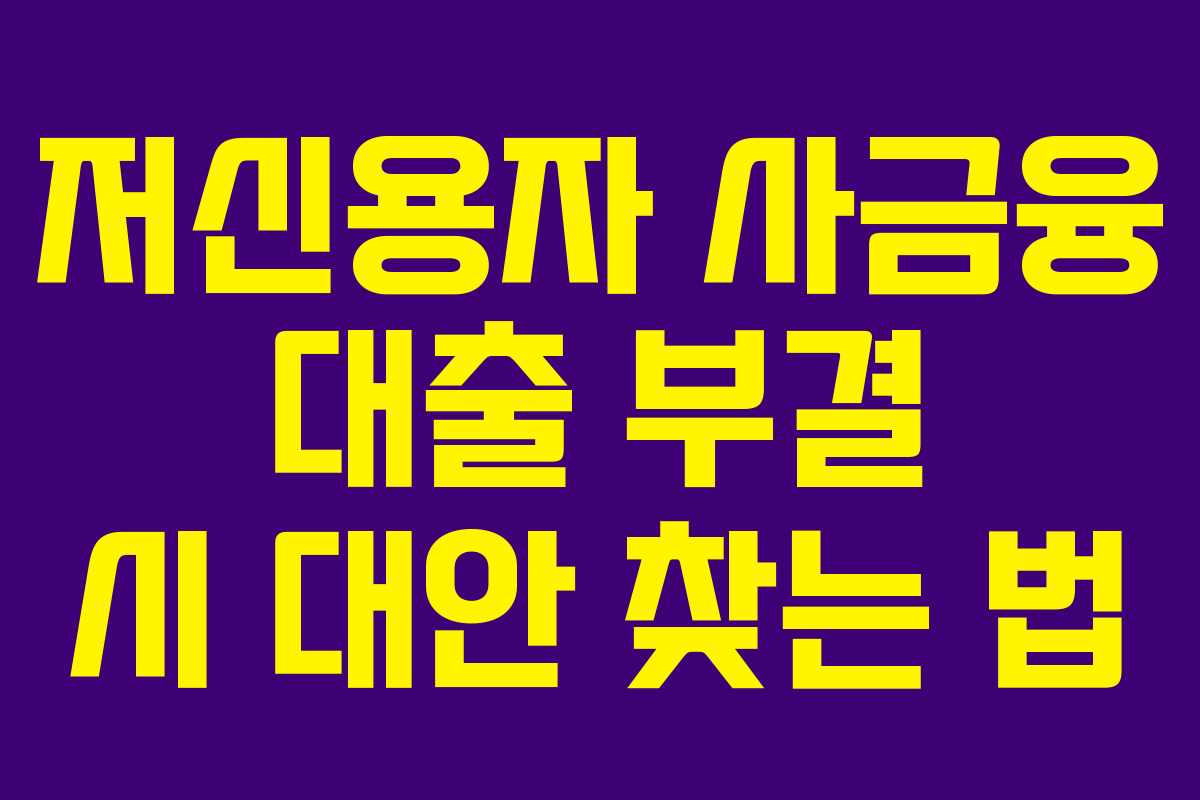 저신용자 사금융 대출 부결 시 대안 찾는 법