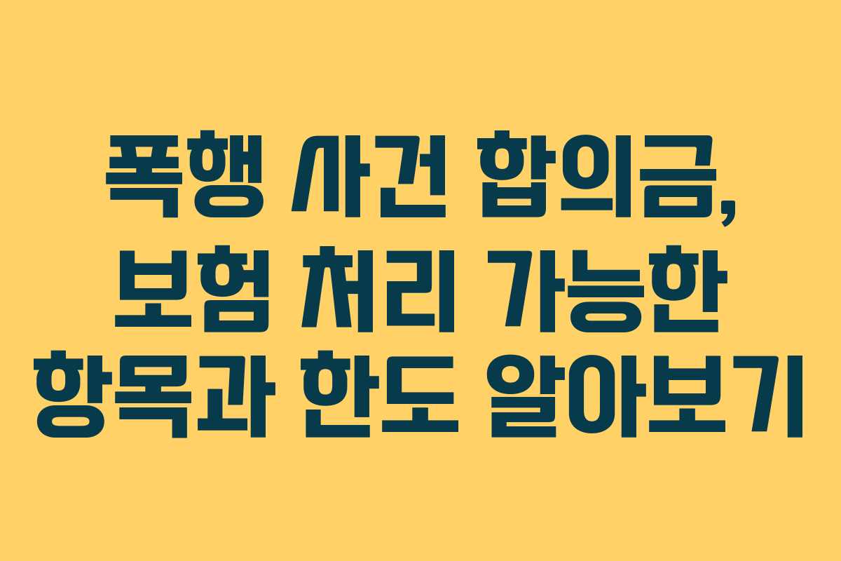 폭행 사건 합의금, 보험 처리 가능한 항목과 한도 알아보기 폭행 사건 합의금, 보험 처리 가능한 항목과 한도 알아보기