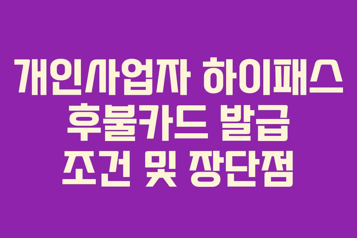 개인사업자 하이패스 후불카드 발급 조건 및 장단점